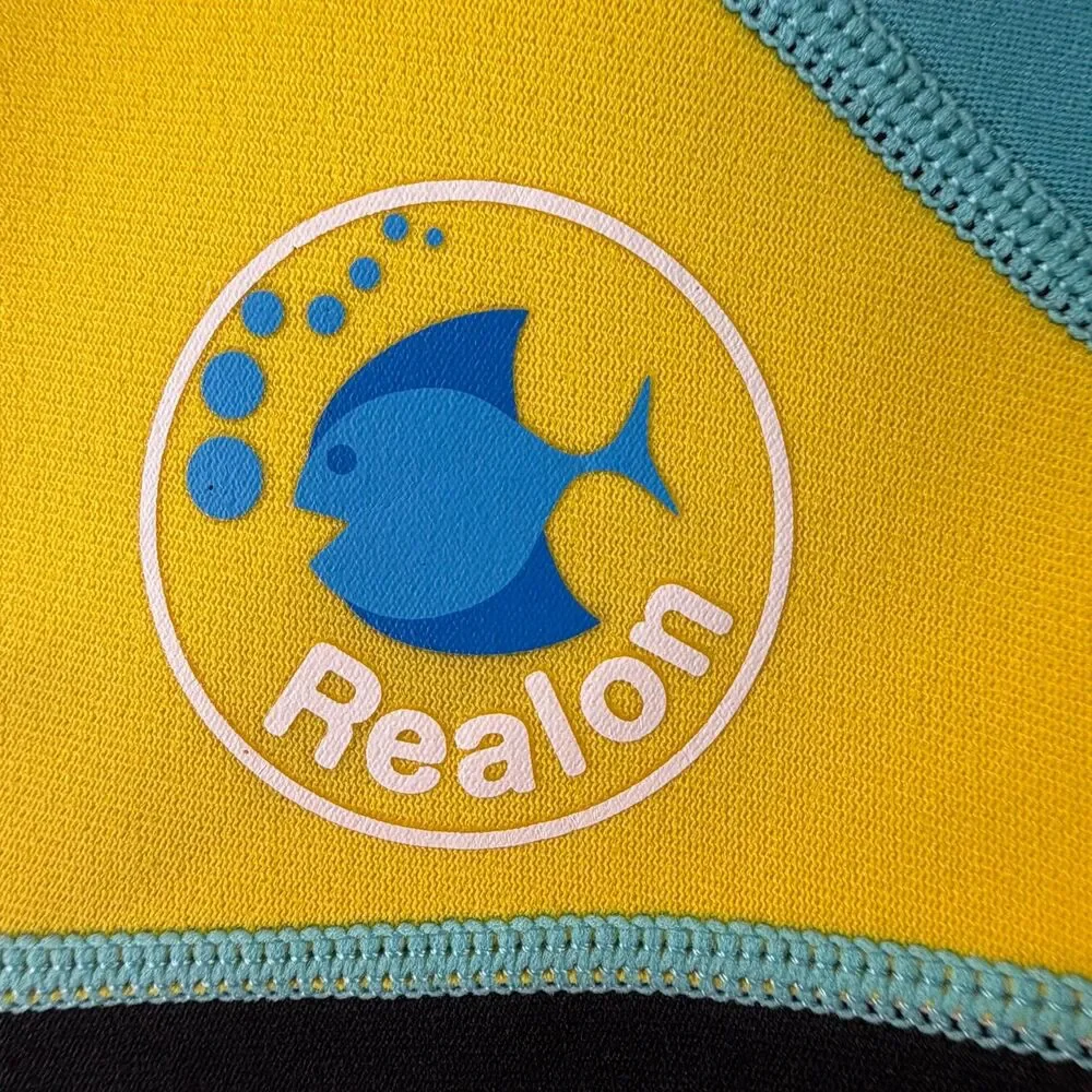 Realon Kids Full Wetsuit Size 14 Yellow Blue Black Neoprene Surf Swim Diving